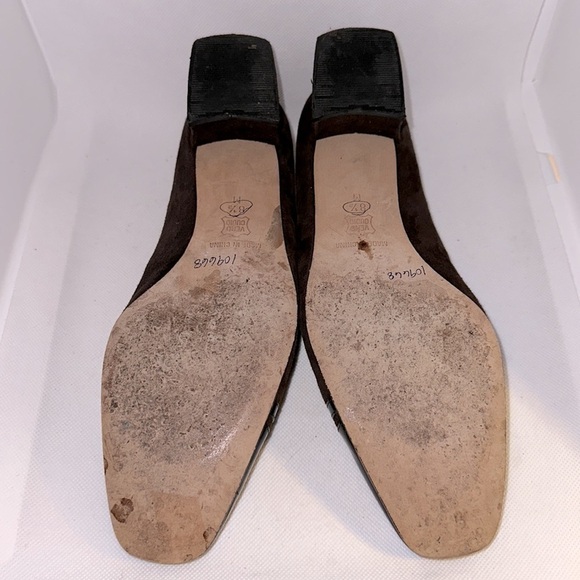 Van Eli Vero Cuoio Brown Suede Pumps with Patent Leather Vamp Size 8.5 - EUC - Picture 10 of 12